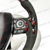 Volant sport en fibre de carbone forgée rouge et daim avec écran LED, compatible avec Toyota Camry 7e/8e génération 2016-2022