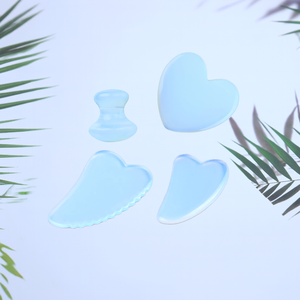 Planche personnalisée Opalite Gua Sha Outil de massage du visage du cuir chevelu avec étui Logo personnalisé Rouleau de pierre d'acupuncture - Product Image 4