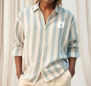 قمصان رجالية بالجملة، بلوزات عتيقة وقمصان كتان، قمصان فضفاضة بأكمام طويلة للرجال، خدمة تصنيع حسب الطلب - Product Image 5