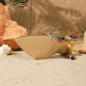 New European and American Style Pointed-toe Stiletto Heels Color-<b>blocked</b> Woven High Heels for Women - Product Image 6