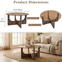 Table basse moderne Adenuo modèle 20, base en bois de noyer, plateau en verre trempé, durable et écologique, pour salon, chambre à coucher, 60x60x41cm
