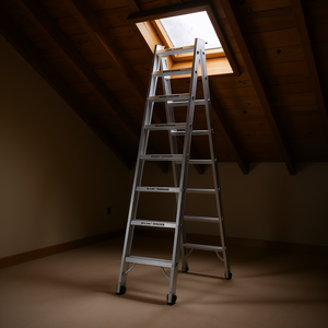 Échelle de grenier en aluminium, capacité 350 lb, 7 marches, hauteur extensible 10 pieds, usage domestique - Product Image 2