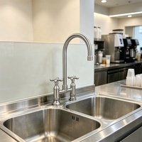 Robinet de lavabo commercial à 2 poignées, mélangeur d'eau chaude et froide en acier inoxydable 304, à poser sur comptoir, pour hôtel, appartement, cuisine