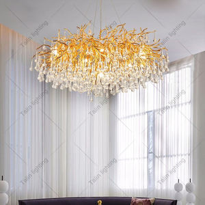 Candelabro Moderno de Lujo LED de Cristal Dorado para Comedor Sala de Estar Hotel Lámpara Colgante de Techo Accesorio de Arte Decorativo para el Hogar - Product Image 5