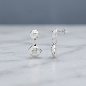Wholesale Modern Geometric <b>Silver</b> Drop <b>Earrings</b> Stainless Steel Minimalist Dangle Jewelry Plain Ball <b>Stud</b> Faceted Drop <b>Earrings</b> - Product Image 3