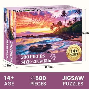 Casse-tête de plage personnalisé de <span class=keywords><strong>500</strong></span> pièces pour adultes-Casse-tête en carton recyclé au coucher du soleil Excellente idée cadeau pour un ami de la famille - Product Image 2