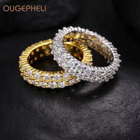 OUGEPHELI GRA VVS Moissanite S925 Or Platine Plaqué Argent Sterling 925 Hip Hop FineJewelry Anneaux pour Hommes Femmes