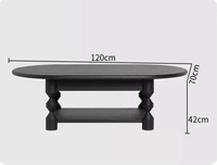 Table basse de salon ovale en bois massif vintage français de grande qualité pour hôtel et villa
