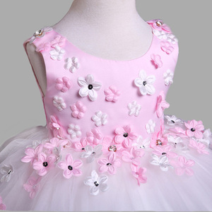 Vestido de Niña para Fiesta, Boda o Cumpleaños, con Corsé Rojo, Falda de Tul y Flores 3D, Estilo Princesa - Product Image 3