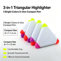 Surligneur triangulaire portable personnalisé 3 couleurs, marqueur rapide multicolore pour l'étude, le bureau, les voyages, la prise de notes et l'annotation des livres