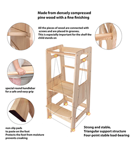 Xiair Wooden Learning Tower Children'S <strong>Kitchen</strong> <strong>Step</strong> <strong>Stool</strong> Assistant Tower With Both <strong>Step</strong> and <strong>Stool</strong> Functions - Product Image 4