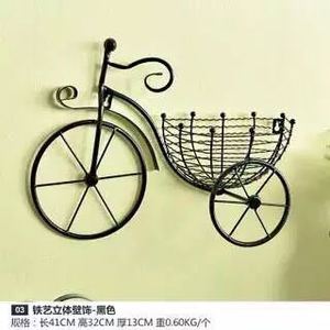 Panier à fleurs mural en fer forgé, style vélo personnalisé, pour la décoration de la maison, du salon ou du balcon - Product Image 4
