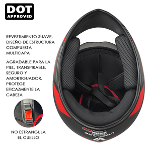 Casco Integrale per Moto Certificato DOT con Visiera Trasparente + Parabrezza Nero Integrato, Casco di Sicurezza Integrale per Motociclisti - Product Image 4