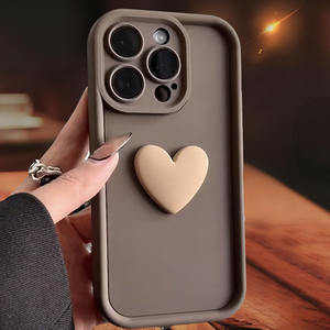 Funda para iPhone 16 con diseño de corazón 3D, acabado mate agradable al tacto para iPhone 17 Pro Max, cobertura total de la lente 15 - Product Image 5