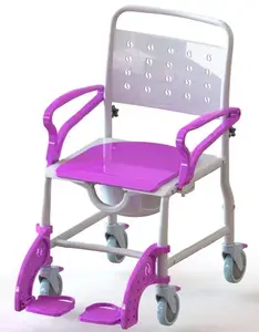 Patent 3 in 1 Kunststoff Klappbare Rückenlehne PU Sitz Tragbarer Kommoden rollstuhl für ältere Menschen