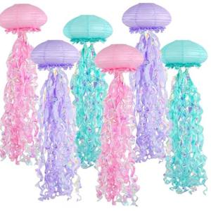Décorations d'anniversaire sirène, lanternes suspendues en papier méduse rose, lavande, bleu pour fête prénatale sur le thème de <span class=keywords><strong>l</strong></span>'océan - Product Image 2