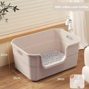 Bac à litière pour chat extra large entièrement fermé, anti-odeurs, désodorisant, anti-éclaboussures, en PVC, design rectangulaire, toilette pour chat jumbo - Product Image 6