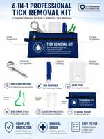 Kit de suppression des tiques sûr, portable et luxueux en acier inoxydable et plastique pour chiens et chats - Extracteur de tiques facile pour la randonnée et le camping en plein air