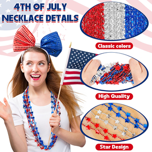 <span class=keywords><strong>4th</strong></span> của July phụ kiện, 50pcs Sao Vòng cổ độc lập ngày hạt, màu Đỏ trắng xanh Yêu Nước Thứ Tư ofjuly Vòng cổ bên ủng hộ - Product Image 3