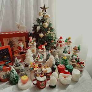 뜨거운 판매 크리스마스 양초 장식품 수제 산타 클로스 엘크 향초 창조적 인 국경 선물