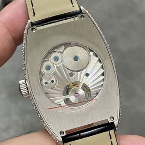 Montre mécanique automatique de luxe personnalisée pour hommes, avec tourbillon, moissanite et zircon, cadran en forme de barillet, pour montres de sport – Vente en gros - Product Image 5