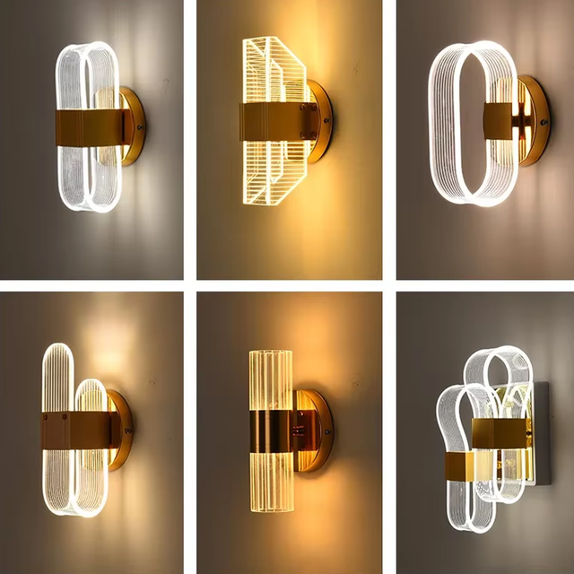 Stainless Mirror Front 3 Light Colors Mounted Sconce for Bedroom Corridor Stairs Bathroom for Living Room LED Acrylic Wall Lamp