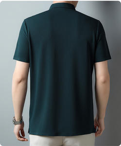 पुरुष आइस सिल्क पोलो शर्ट छोटी आस्तीन वाली टी-शर्ट जैक्वार्ड नॉन आयरन लैपल कॉलर बिजनेस यूथ लोकप्रिय पुरुष टॉप कैजुअल टी-शर्ट - Product Image 6