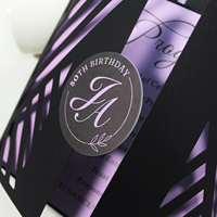 Tarjeta de Invitación Personalizada con Corte Láser, Tarjeta Interior Impresa, Etiqueta con Monograma, Programa de Fiesta de Cumpleaños, Tarjeta de Menú