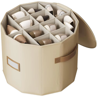 Organisateur de chaussures rond pliable avec séparateurs réglables, couvercle transparent, 100% polyester, capacité de 20 à 35 L pour placard