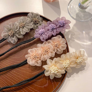 Coréen Fluffy Flowers Twist Hair Pin Girl Lazy Easy Hair Buns Ties Elegant Hair Band Accessories - Product Image 3