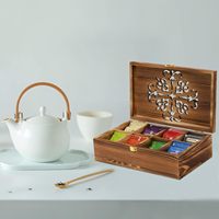 Boîte de rangement pour sachets de thé en bois rectangulaire personnalisée avec 8 compartiments, sachet de thé et d'épices pour le salon et le bureau