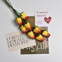 Batang Mawar Kayu Realistis, Bunga Mawar Palsu Tunggal untuk Dekorasi Buket Pernikahan dan Hari Valentine