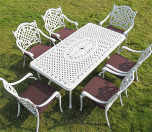 <span class=keywords><strong>Table</strong></span> d'extérieur <span class=keywords><strong>rectangulaire</strong></span> en aluminium moulé sous pression, <span class=keywords><strong>balcon</strong></span> blanc/bronze, arrière-cour d'hôtel avec <span class=keywords><strong>table</strong></span> à manger en aluminium moulé - Product Image 1