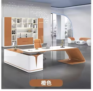 Muebles de Oficina Modernos y Lujosos para Jefes, Escritorio Ejecutivo de Madera Personalizado con Acabado Blanco Brillante, Mesa para Computadora para Directores - Product Image 2