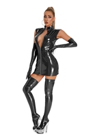 Robes moulantes pour femmes, sexy, en cuir PU, avec fermeture à glissière avant, look humide, pole dance, catsuit en latex, bar de nuit, fête, rave, clubwear