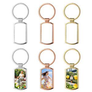 Llavero metálico rectangular sublimable para empresas, 3 colores, imprimible por una cara, llavero de aleación de zinc - Product Image 2