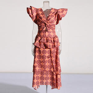 Ingrosso di alta qualità primavera nuovi scollo a V stampati abiti vuoti per le donne abiti lunghi vestirsi le gonne delle donne - Product Image 3