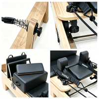 Reformer de Pilates pliable en bois d'hévéa, machine compacte pour entraînement Pilates à domicile avec accessoires à ressorts complets