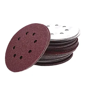 5 inch Hook Loop Sanding Discs 125mm Aluminium Oxide sanding paper disc Brown Color