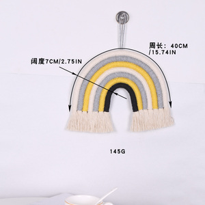 Decorazione da Parete in Macramè Arcobaleno 100% Fatto a Mano in Cotone Intrecciato, Disponibile in Pronta Consegna - Product Image 3