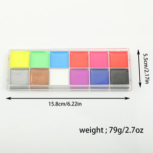 Body Art <span class=keywords><strong>Professionnel</strong></span> Peinture UV à Base d'Huile <span class=keywords><strong>Carnaval</strong></span> Déguisement Fête Flash Tatouage Visage 12 Couleur Kits de Peinture Corporelle Vente en Gros - Product Image 6