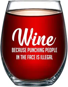 Verres à vin sans pied en gros/impression personnalisée logo verres à vin de haute qualité sans tige