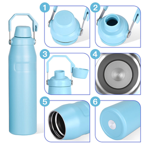 Botella deportiva aislada de acero inoxidable de doble pared, botella de agua para ciclismo de 500ml con asa para vasos al aire libre - Product Image 4