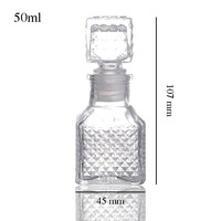 Bouteille d'alcool en verre recyclable Mini petite carafe vide de 50ml avec bouchon Tequila Whisky Liqueur Vin Bouteille en verre