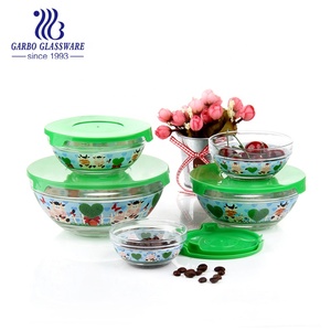 Design semplice vetro trasparente macedonia di miscelazione 5 pz ciotola Set per la conservazione degli alimenti con coperchio Set ciotola di vetro di vendita calda - Product Image 6