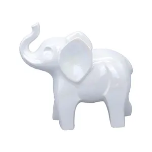 新设计迷你陶瓷白色大象雕像