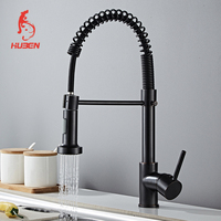Robinet de cuisine à ressort avec douchette extractible, mitigeur eau chaude et froide, flexible, en laiton et céramique, pour usage commercial extérieur, doré