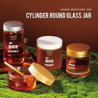 Edle 180ml 350ml 500ml Individuelle Umweltfreundliche Lebensmittel-Vorratsgläser Marmeladen- Soßen- Gewürz- Nuss- Runde Leere Honiggläser mit Holzdeckel