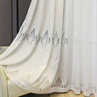 Rideaux Jacquard Européens, Filtrant la Lumière, en Polyester, Modernes, Broderie Feuille Blanche, Voilages pour la Maison