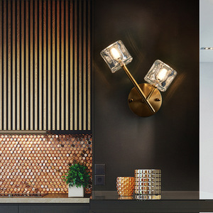 Lámpara de Pared de Cristal de Lujo Estilo Retro Americano, Totalmente en Cobre, para Sala de Estar, Pasillo, Escalera, Decoración Simple para Pared de Fondo - Product Image 2